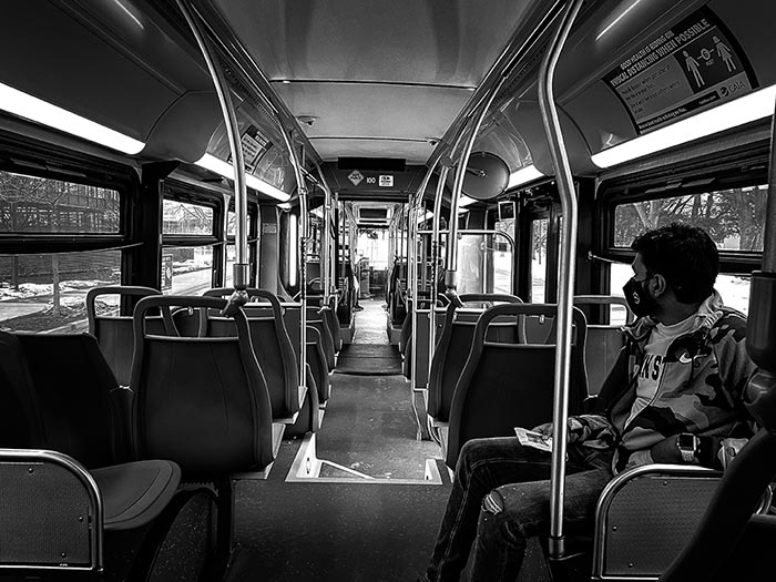 interior of an empty bus