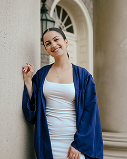 catherine mojazza standing outside old main